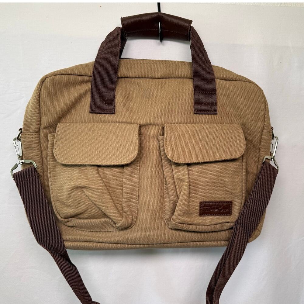 Bella Russo Canvas Messenger/Laptop Bag, Khaki, New without tags